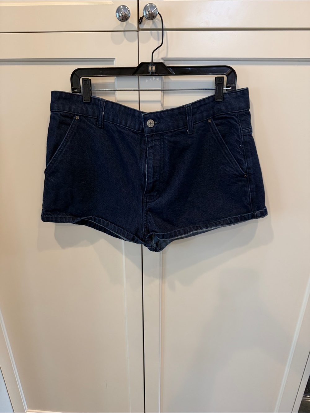 Zara Navy Denim High-Rise Jean Shorts